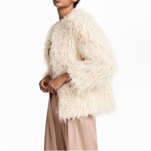 H&M White Faux Fur Shag Coat